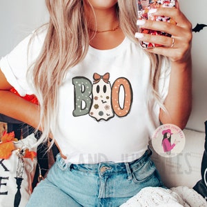 Cute Halloween T-Shirt, Boo Ghost Design, Vintage Halloween Graphic Tee, Spooky Season Shirt, Retro Style Halloween Top