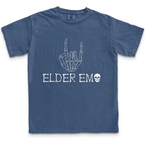 Elder Emo Comfort Colors Tee - Elder Millennial Retro Band Shirt Navy
