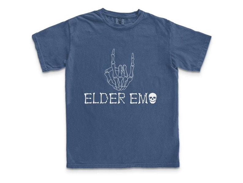 Elder Emo Comfort Colors Tee - Elder Millennial Retro Band Shirt Navy