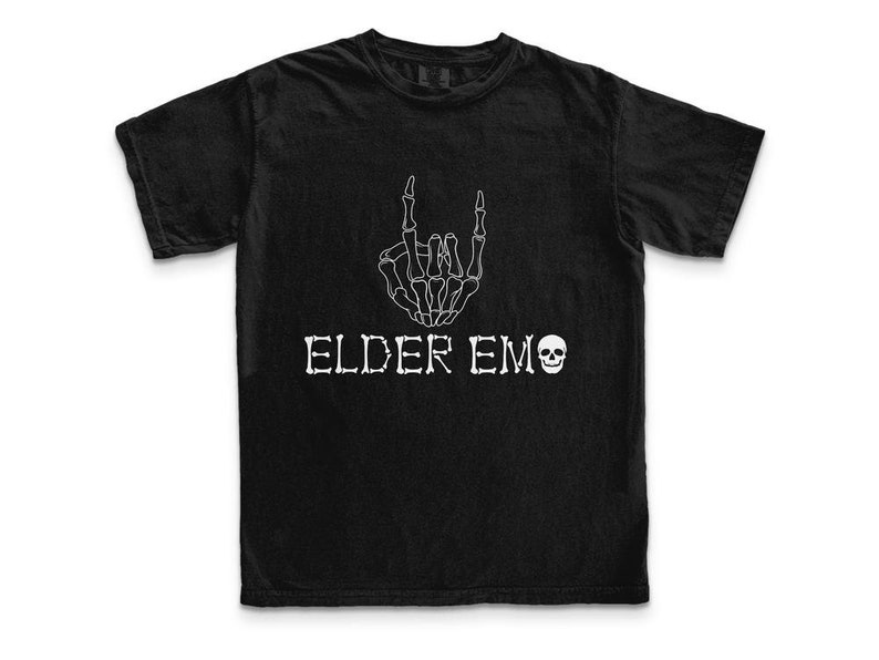 Elder Emo Comfort Colors Tee - Elder Millennial Retro Band Shirt Black