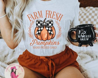 Farm Fresh Pumpkins T-Shirt, Fall Pumpkin Graphic Tee, Autumn Harvest Shirt, Thanksgiving Pumpkin Shirt, Halloween Pumpkin Top