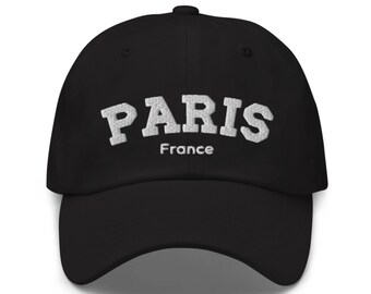 Chapeau brodé Paris, broderie, casquette de baseball Paris France, chapeaux femme, cadeau meilleure amie, cadeau personnalisé, cadeaux pour fille, chapeau personnalisé