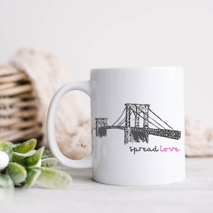 Brooklyn Bridge, &quot;Spread Love&quot;, 11oz mug, Perfect Gift, Brooklyn, New York, NYC, New York City mug