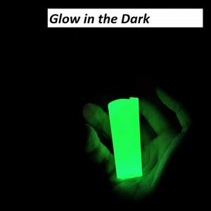 May include: A cylindrical Clipper lighter case that emits a bright neon green glow in the dark. The text Clipper lighter Case and Glow in the Dark is displayed in black font on white rectangular backgrounds at the top of the image.