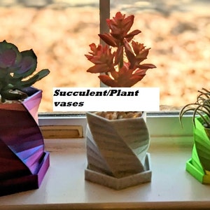Geometric Planter Pot With Drainage Holes + Drip Tray / 3D Printed Plant Pot