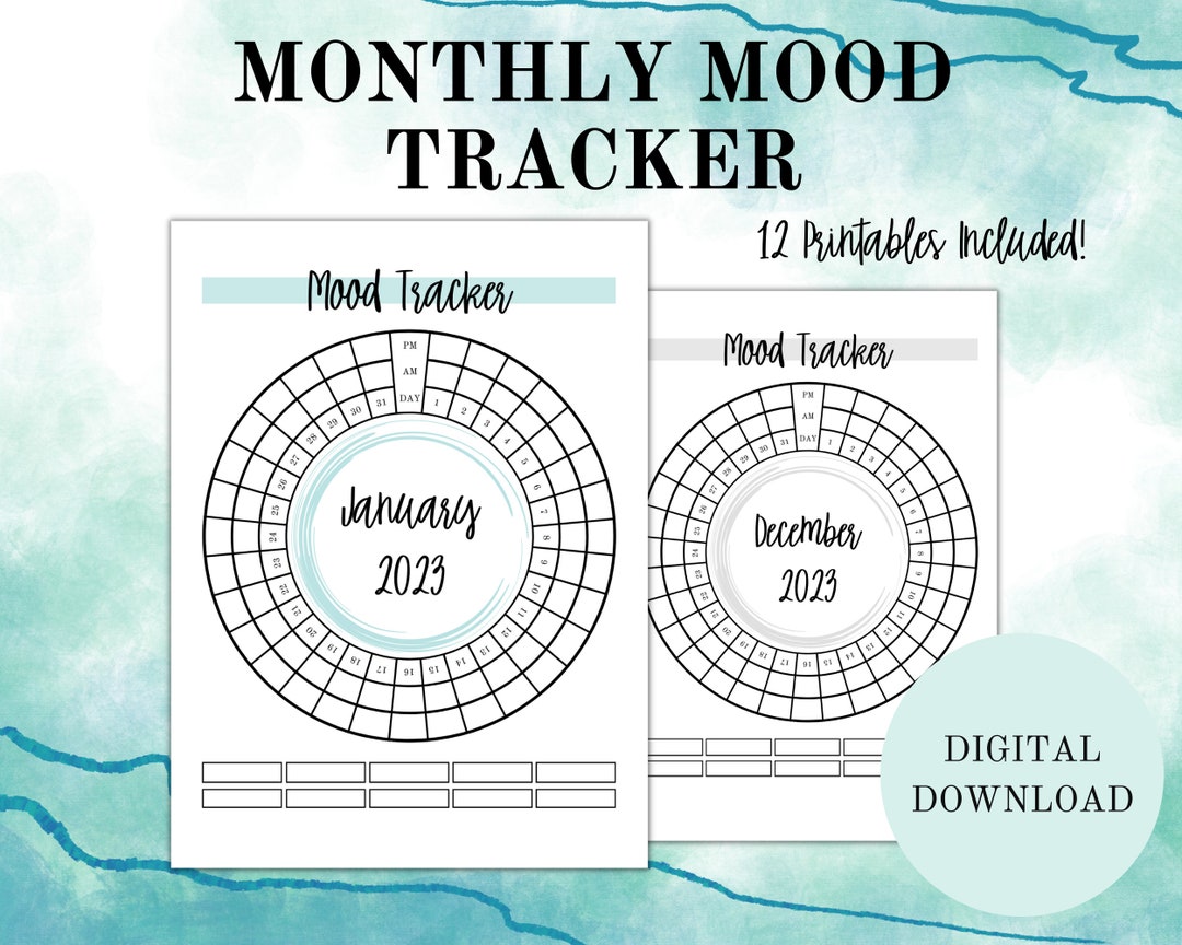 Monthly Mood Tracker Printable, Mood Chart Printable for 2023, Circular ...