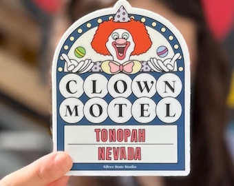 The World Famous Clown Motel Sticker Decal | Tonopah Nevada | Scariest Motel in America | Ghost Hunters | Large Waterproof Matte Sticker