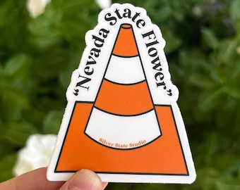 Traffic Cone Sticker Decal | Nevada State Flower | Humor Decorative | Las Vegas | Reno | Humor & Personality Decorative