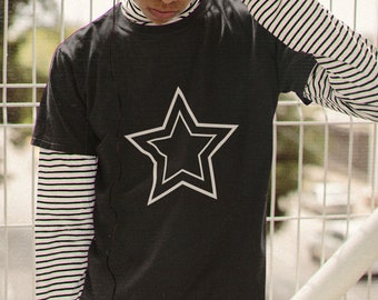 Y2K Vintage Minimalist Streetwear Unisex Star T-shirt Grunge Trendy Aesthetic Baggy Harajuku