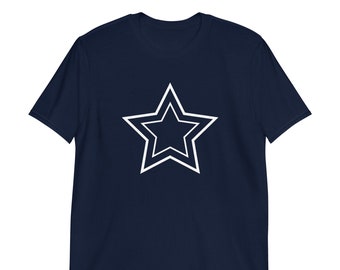 May include: A navy blue t-shirt with a white double-lined star graphic.