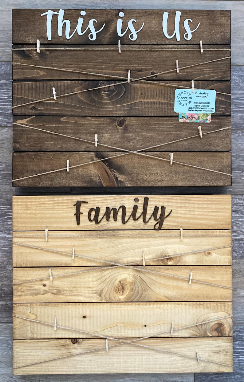 Custom Wood Photo Display Board: Clothespin Picture Frame, Wedding ...