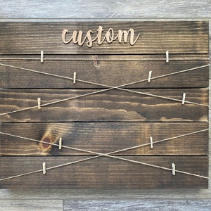 Large wedding photo board, wedding display,  clothespin display rustic clothespin picture frame custom picture board