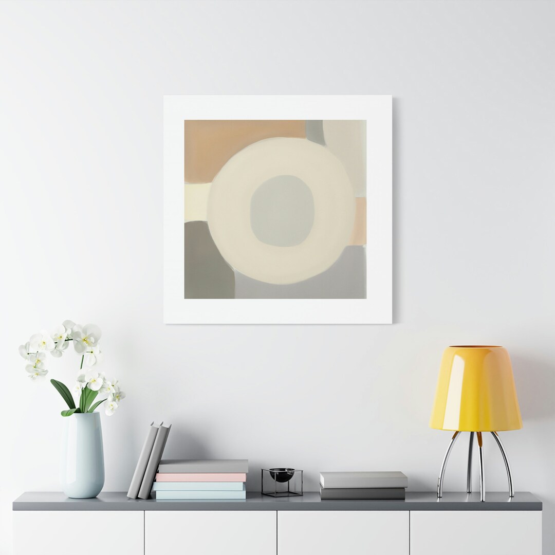 Neutral Circle Abstract Circle and Squares Neutral - Etsy