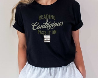 Reading is Contagious Pass it on TShirt | Teacher Gift | Gifts For Her | Book Lovers Shirt | Gift for Readers,Unisex Jersey Short Sleeve Tee