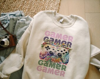 Cozy Gamer Sweatshirt|Cute Gamer Gifts|Classic Gamer Sweathshirt| Video Game |Streamer|Game Girl|Unisex Crewneck