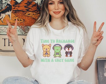 Cozy Game Shirt | Funny Gamer Gifts | Video Game Shirt | Gaming Gifts For Her | Cozy Gaming Merch | Unisex Short Sleeve Graphic Tee