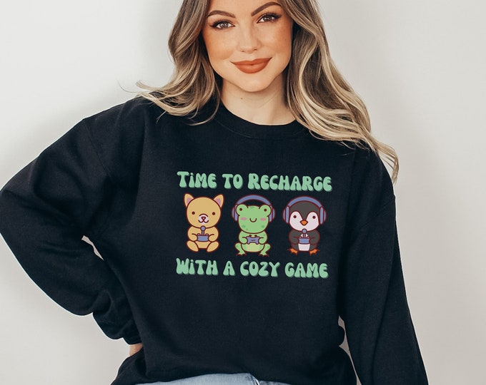Cozy Gaming Sweatshirt| Gamer Gifts|Cute Cozy Game Merch| Gaming Shirt|Gifts For Her | Video Game Sweatshirt| Funny Gamer Gifts|Unisex Crew