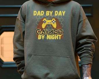 Dad By Day Gamer By Night Shirt | Gamer Shirt| Funny Gamer Gifts|Gaming Shirt|Gamer Gifts For Him|Gift for Dad | Unisex Hoodie