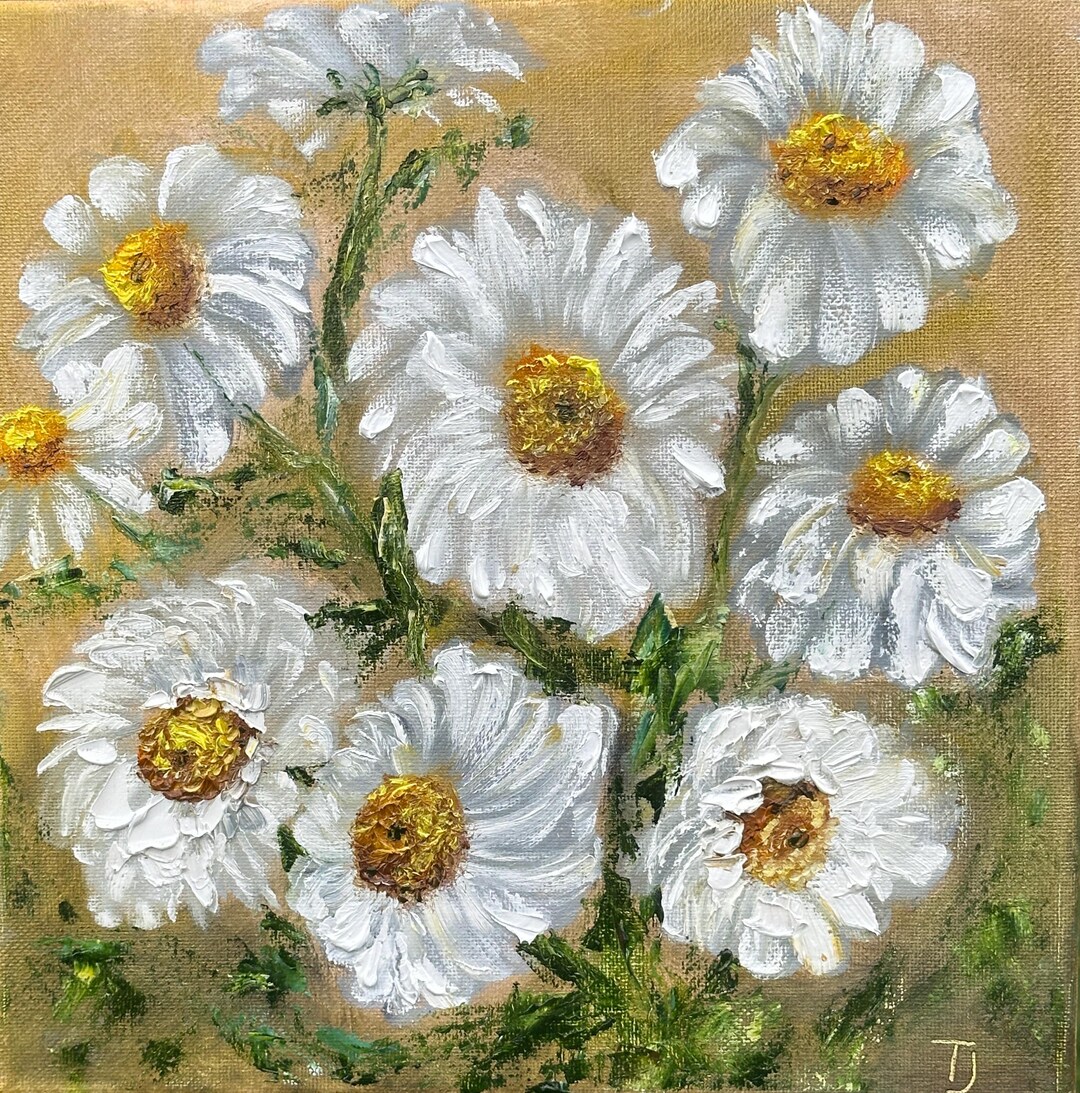 Daisy Painting Chamomile Original Artwork Impasto Oil Painting Flower ...