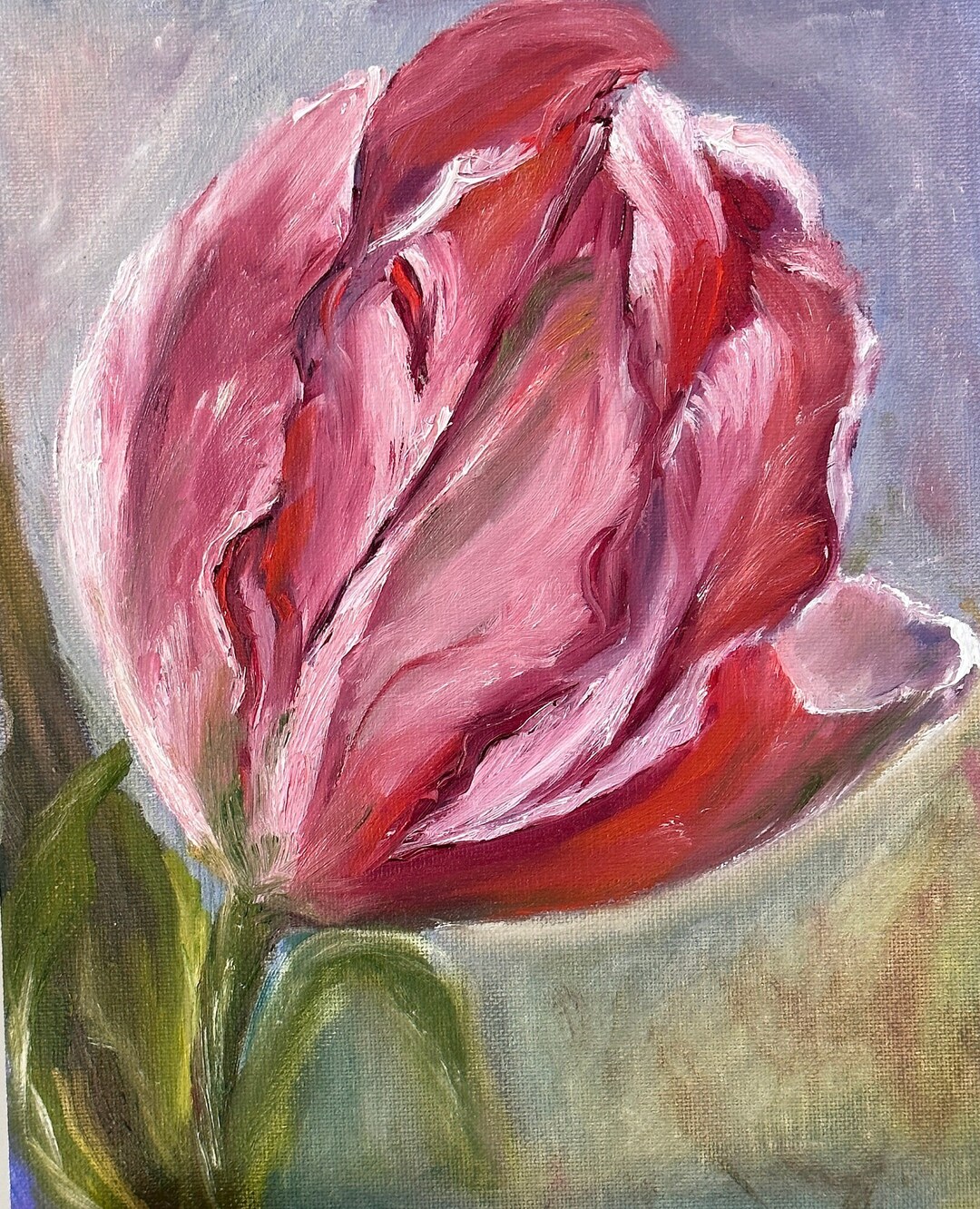 Tulip Oil Painting Floral Original Art Flowers Oil Painting Fine Art ...