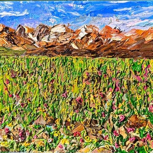 Rocky Mountain Wildflower Painting: Colorado Landscape Art, Impasto Oil 5x7