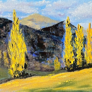 Impasto Aspen Trees Oil Painting: Colorado Autumn Landscape 8x10