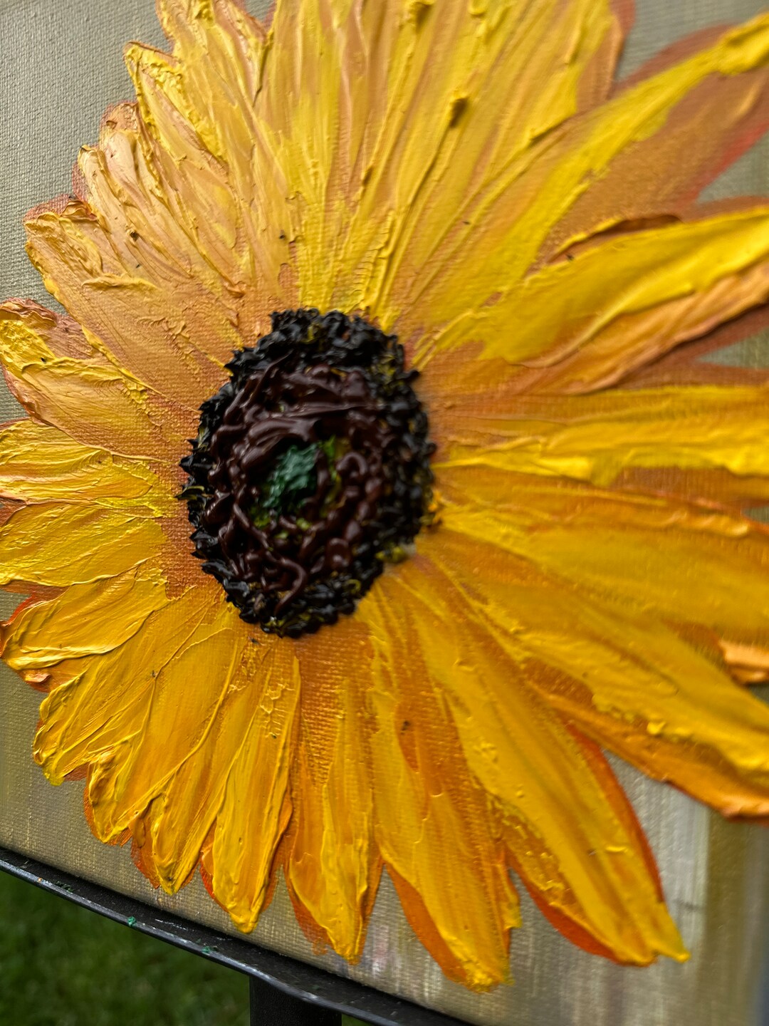 Sunflower Painting Floral Original Art Impasto Oil Painting Yellow ...