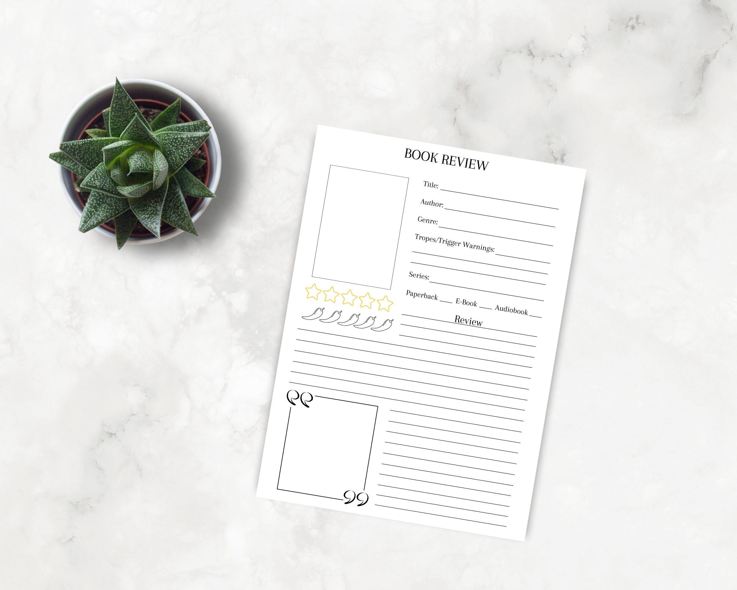 Printable Book Review, Simple Book Review Printable, A4 A5 US Letter ...