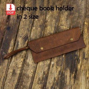 Patrón de porta chequera, plantilla de tarjetero de cuero, Svg/Dxf/dwg/CDR/AI, corte láser, costura a mano, proyecto de artesanía de cuero DIY