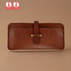 Patrón de funda de cuero para teléfono celular con bolsillo para tarjetas, patrón tanto para trabajo manual como para máquina de corte, diseño de funda para teléfono inteligente DIY, svg y pdf
