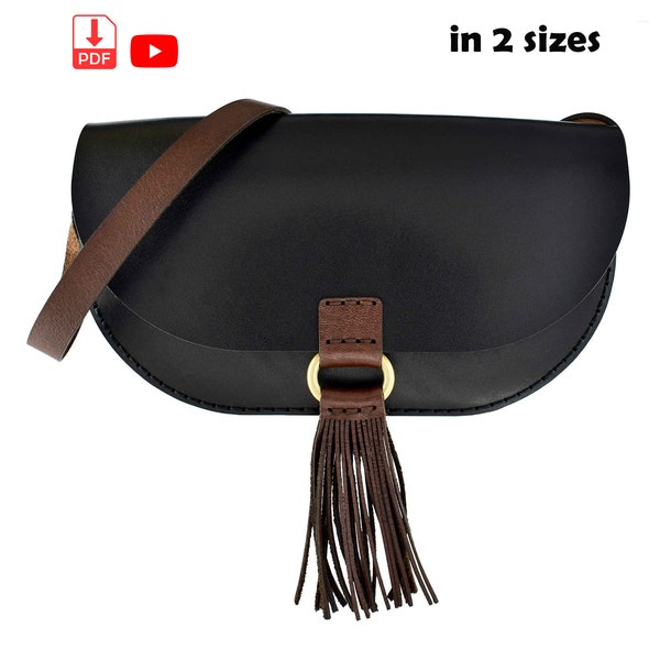 women's cross body bag pattern, Messenger bag template in 2 size, very simple and stylish, leather craft design pattern, leather DIY