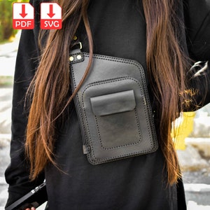 Muster für kleine Leder-Schultertasche im PDF- und SVG-Format, Leder-Schultertasche, Vorlage für Lederrucksack, Damen- und Herren-Schultertasche im PDF-Format, DIY-Rucksack-Muster