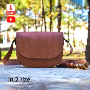modèle de sac en bandoulière pour femme, modèle de sac demi-lune en cuir en 2 tailles, modèle de sac bricolage en pdf et svg, modèle d'artisanat en cuir bricolage