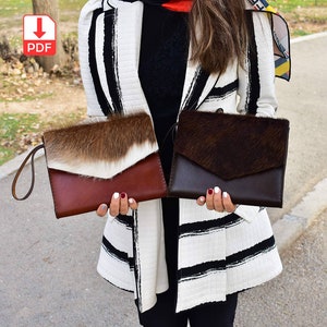 Damenhandtasche Schnittmuster, Clutch Geldbörsen Schnittmuster, Leder Geldbörse für Damen, Damen Ledertasche, DIY Geldbörse Design, Ledertasche PDF Schnittmuster