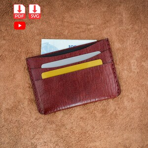 Leder Kartenhalter Muster mit 4 Taschen, Vorlage für große Kartenhalter, Kartenhüllen Muster, svg und pdf, DIY Leder Kartenhalter