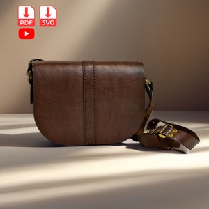 Damen Satteltasche Muster, Leder Halbmond Tasche Vorlage, DIY schlanke Umhängetasche, PDF und SVG Muster, Leder Umhängetasche