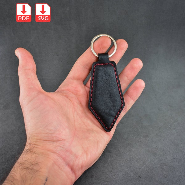 classic leather keychain pattern, key holder template, DIY leather keychain, download keychain pdf and svg pattern, digital download