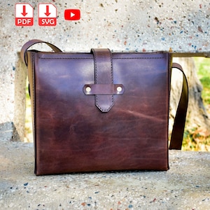 Damen Leder Tragetasche Schnittmuster, Klassische Crossbody Tasche Vorlage, Nähen Muster, Tägliche Taschen Vorlage, DIY Ledertasche PDF und svg Muster