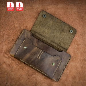 modèle pdf de portefeuille en cuir, modèle de sac à main en cuir, pochette, étui pour téléphone et porte-cartes, modèle de porte-passeport, portefeuille en cuir DIY