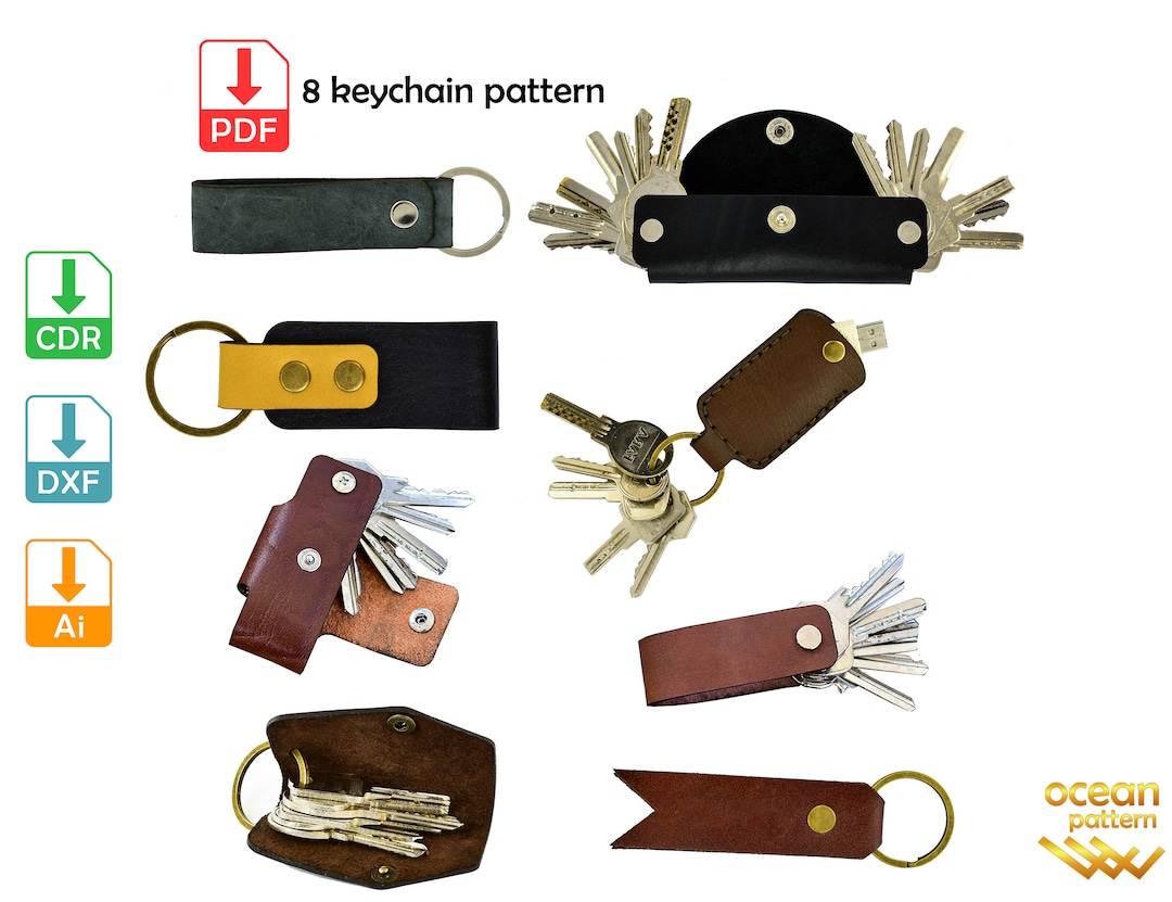 Leather Keychain Pattern, Keychain Template, Key Holder, Leather Keyring Pattern, Keychain