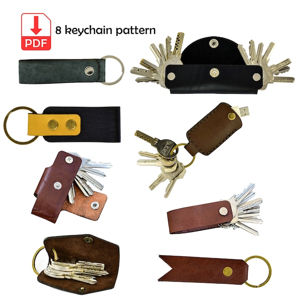 leather keychain pattern, keychain template, key holder, leather keyring pattern, keychain pattern, keychain svg, keychain cute pattern