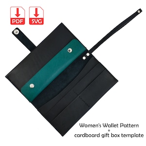 Damen Leder Portemonnaie mit Box, Damenhandtasche Schnittmuster, Geldbörse Vorlage mit Geschenkbox Schnittmuster, für Hand- und Schneidemaschinen, Leder DIY