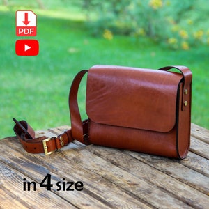 Umhängetasche Damen Schnittmuster in 4 Größe, Schnitt- und Nähmuster und Tutorial Video, Messenger Bag für Damen, DIY Ledertasche, pdf & svg