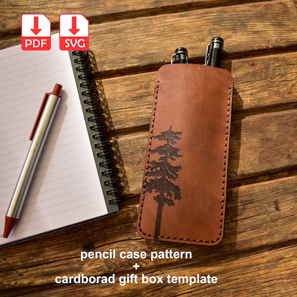 leather pencil case and cardboard gift box template, suitable for hand made work and cutting machine, easy pattern, leather DIY