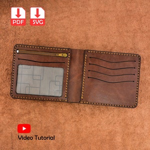 Padrão de carteira de bolso de couro pdf e svg, padrão de carteira masculina, modelo de carteira de bolso, padrão de porta-cartões, presente feito à mão para ele. arquivo dxf