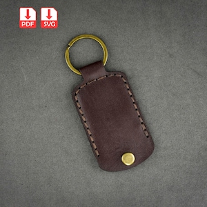 Patrón de llavero de cuero con bolsillo para monedas, plantilla de llavero DIY, diseño de llavero personalizable, svg pdf ai cdr dxf dwg, cricut y silueta
