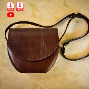 Damen Umhängetasche, Halbmond Taschenmuster, Leder Umhängetasche, PDF- und SVG-Muster für handgefertigte Tasche, DIY-Ledertasche