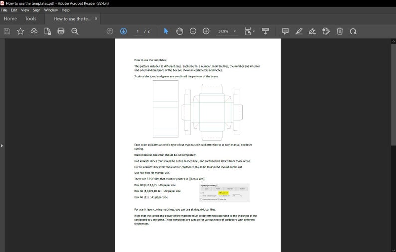 Sliding Boxes Template in 12 Different Sizes, Suitable for Manual and ...