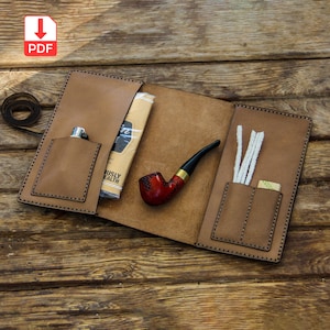 Modello per astuccio porta tabacco in pelle - Modello per rotolo di pipa in pelle - Modello per borsa porta pipa in pelle - Modello per custodia porta pipa in pelle, svg e pdf, fai da te in pelle