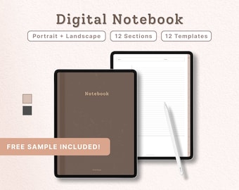 Cuaderno digital con pestañas, cuaderno minimalista universitario con hipervínculos para iPad, cuaderno Goodnotes Notability, bloc de notas con cuadrícula de puntos Cornell